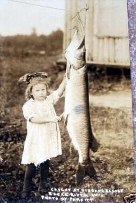 A girl holding a large fish.