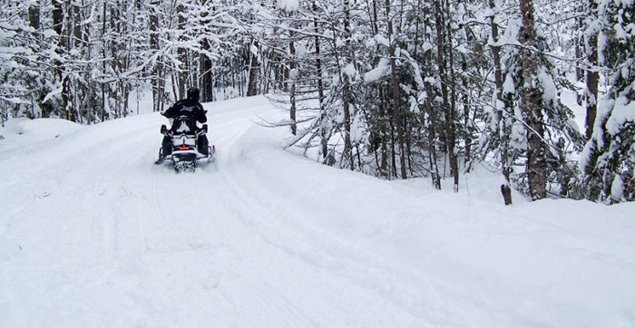 Snowmobile on a trail