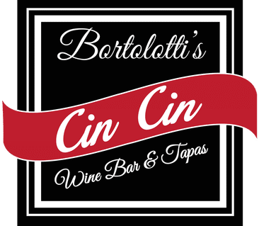 The logo for borrotto's cin cin wine bar and tapas.