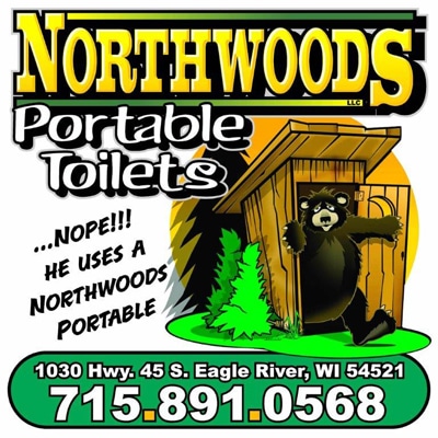 Northwoods portable toilets logo.