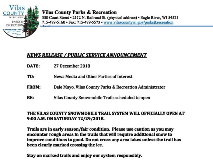 Victoria county park and recreation - new service announcement.