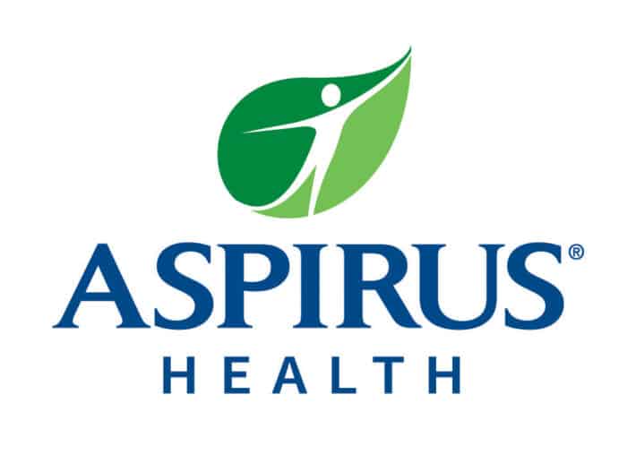 Aspirus Health logo with a stylized person inside a green leaf above the words "Aspirus Health" in blue text.