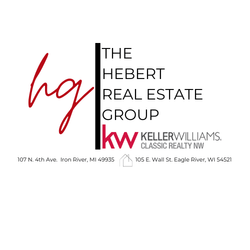The Hebert Real Estate Group logo with Keller Williams Classic Realty NW branding and two office addresses listed below.