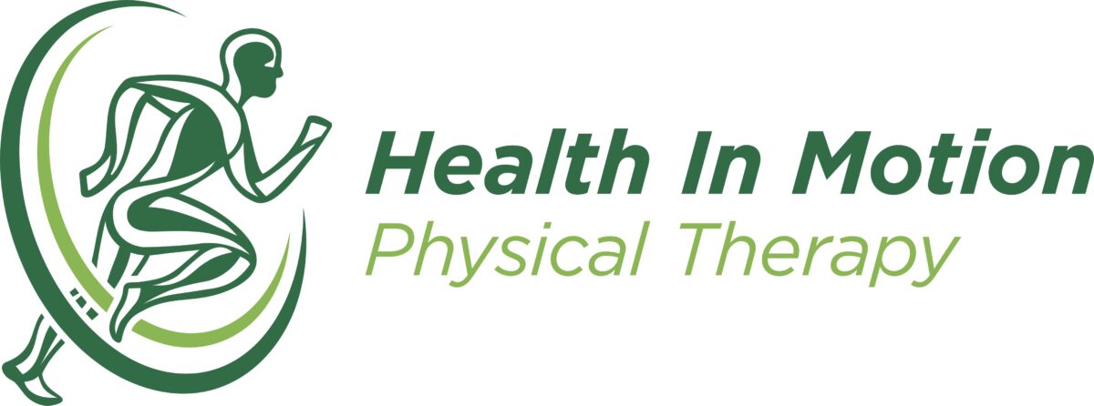 Logo featuring a green figure running alongside the text "Health In Motion Physical Therapy," perfectly capturing the essence of active healing and rejuvenation.