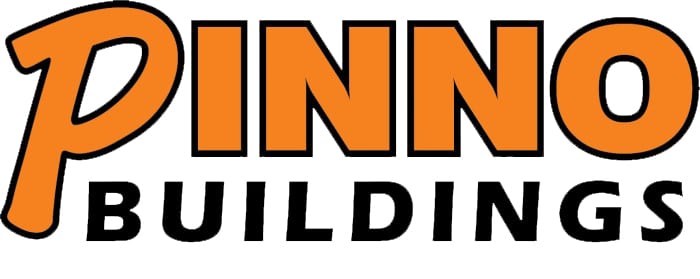 Logo of PINNO Buildings, featuring "PINNO" in bold orange letters and "BUILDINGS" in bold black letters below it, emphasizing their expertise in the building industry.