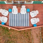 Fall scene on patio with group of empty chairs