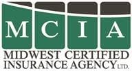 Logo of Midwest Certified Insurance Agency Ltd. featuring a green and white color scheme with the initials "MCIA" prominently displayed.