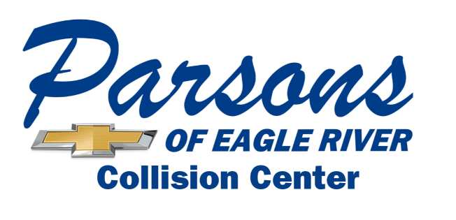 Parsons of Eagle River Collision Center and Body Shop 21 Parsons of Eagle River Collision Center logo with blue text and a yellow Chevrolet emblem.