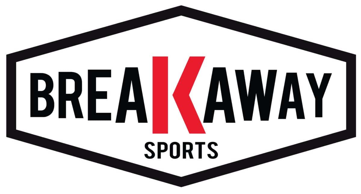 Main-Logo (6) Logo for "Breakaway Sports" with the letter "K" in red and larger font, inside a black hexagonal border.