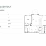 Floor plan and summary for a 2 bed, 2 bath apartment: 1,075 sq. ft., $1,775 rent, $500 deposit, with living room, kitchen, dining area, balcony, and two bedrooms.