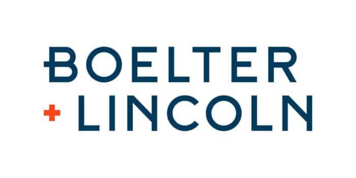 Logo of Boelter + Lincoln, with bold blue text and an orange plus sign, on a white background.