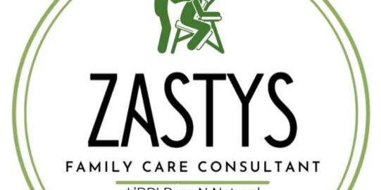 Logo for Zastys Family Care Consultant featuring a graphic of a person receiving a massage, “L’BRI Pure N Natural,” an aloe plant image, and the slogan “The Power of Aloe.”.