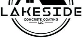 Logo for Lakeside Concrete Coating LLC, featuring a minimalist black and white design with a house icon on top and company name in bold text below.