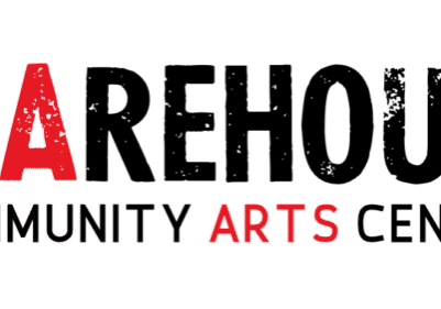 Logo with a white background. The text reads "Acadiana Center for the Arts" in black and red font. The letter 'A' in "Acadiana" is stylized and red, resembling a construction crane, perfectly capturing the spirit of this vibrant art center.
