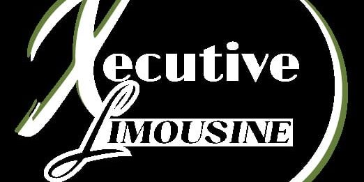 Executive limousine logo on a black background.