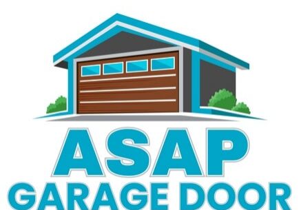 Logo for ASAP Garage Door featuring an illustration of a garage door and a blue roof above the company name.