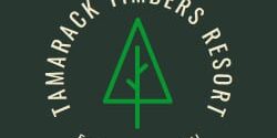         Logo for Tamarack Timbers Resort in Eagle River, WI, featuring a stylized green tree inside a circle of text that beautifully captures the resort's natural charm.